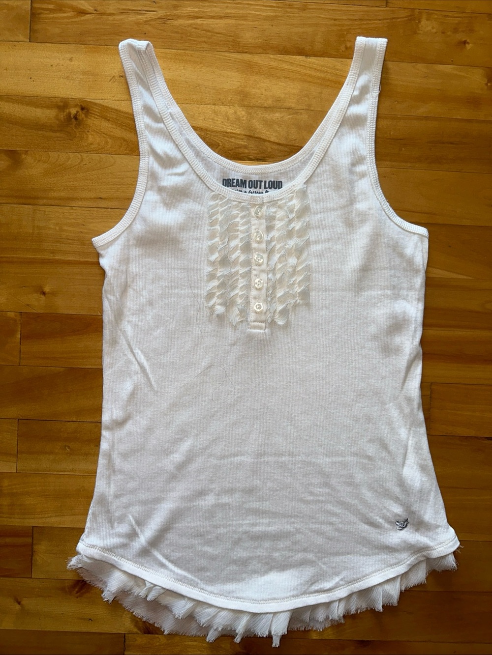 Dream Out Loud Selena Gomez Ivory Ruffle Tank Top XL Boho Cottagecore Y2K